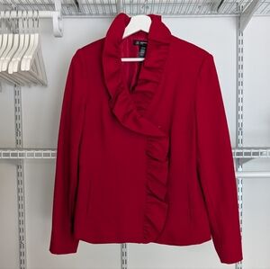 INC International Concepts Red Ruffled Blazer